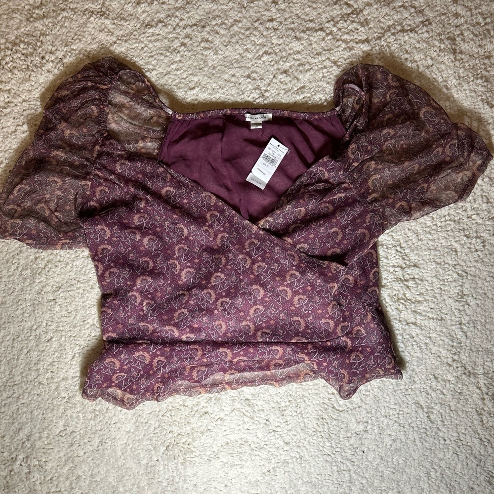 American Eagle Paisley Crop Peplum